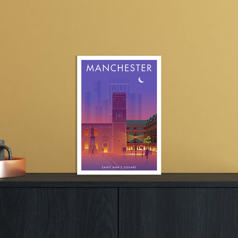 Manchester St Annes Sq Art Print by Stephen Millership A4 Black Frame