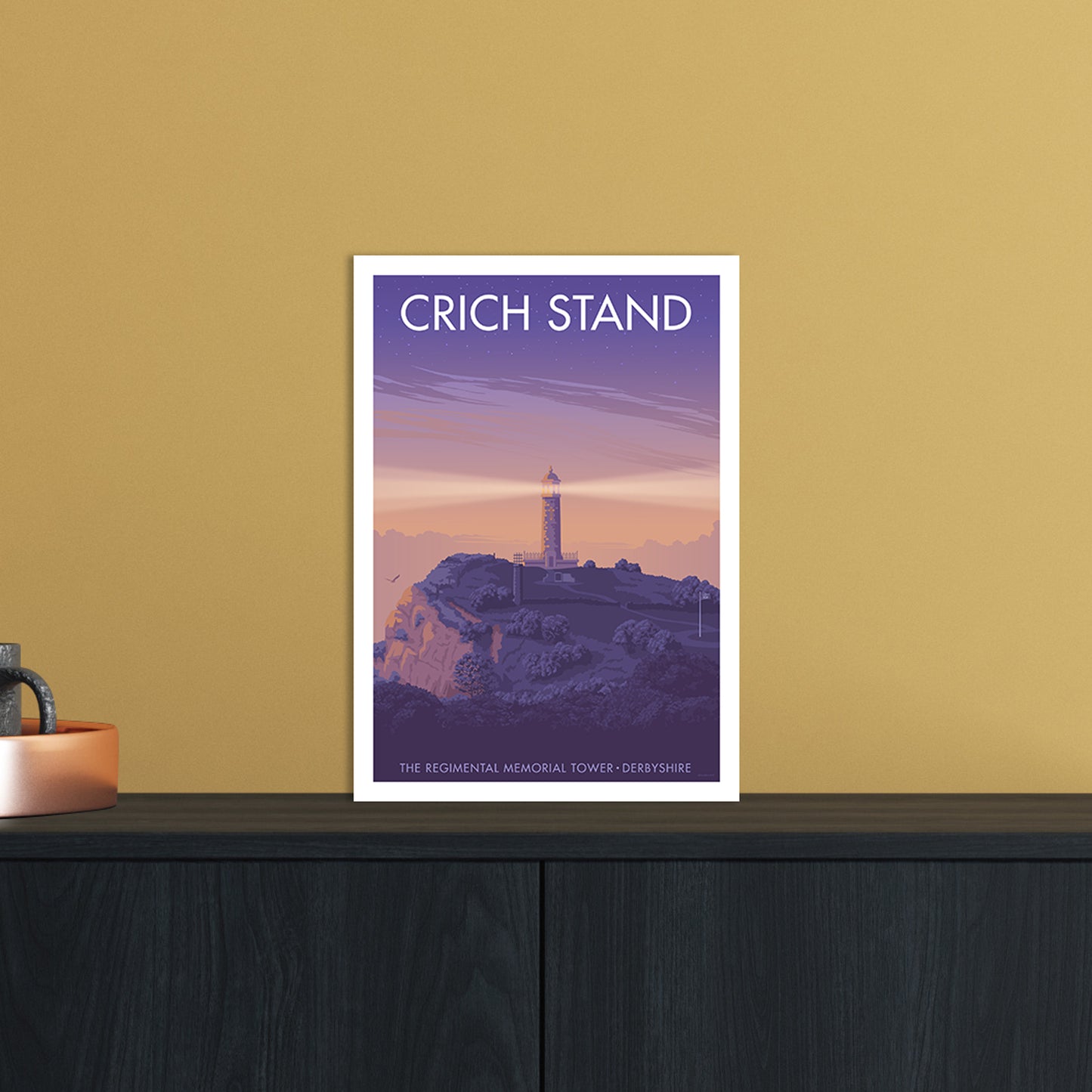 Derbyshire Crich Stand Art Print by Stephen Millership A4 Black Frame