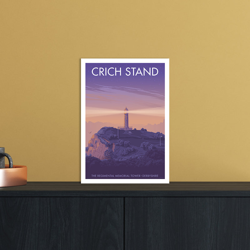 Derbyshire Crich Stand Art Print by Stephen Millership A4 Black Frame