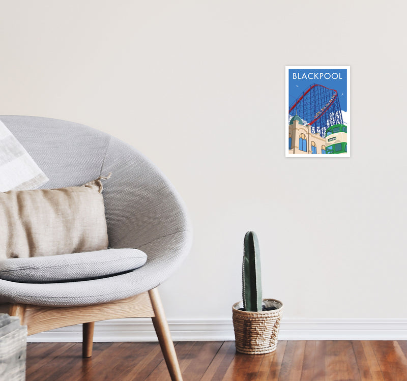Blackpool by Stephen Millership A4 Black Frame