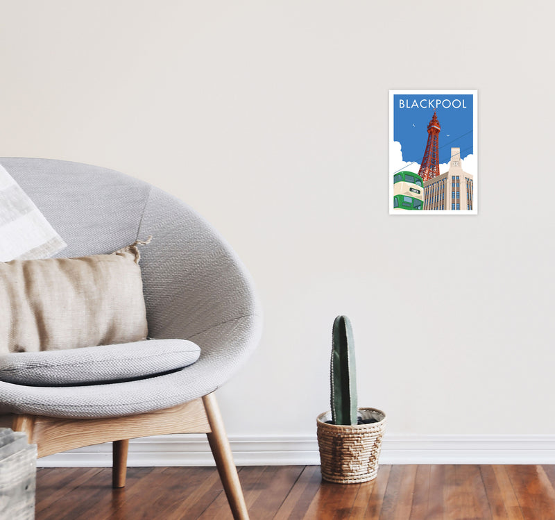 Blackpool by Stephen Millership A4 Black Frame