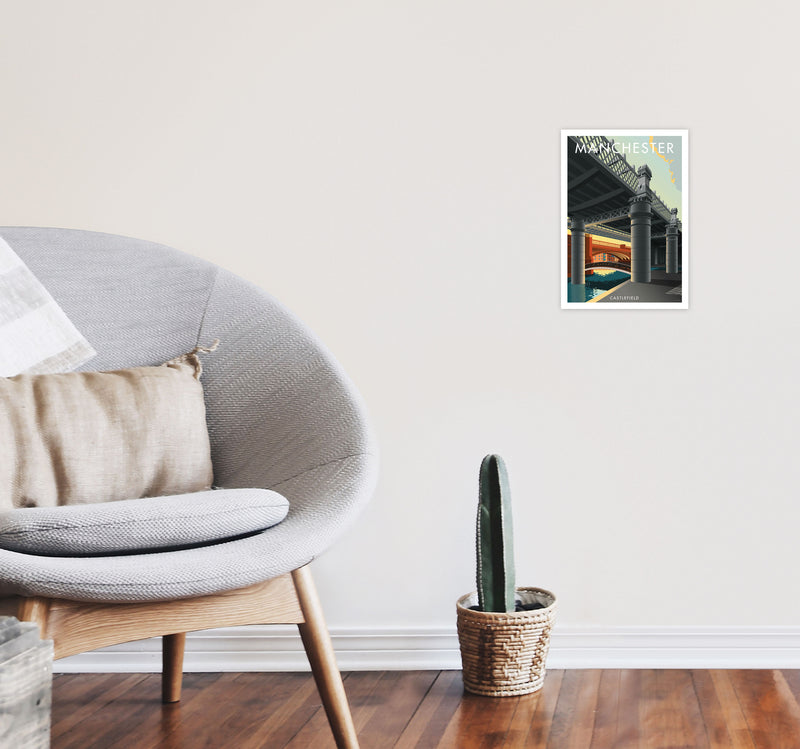 Manchester by Stephen Millership A4 Black Frame
