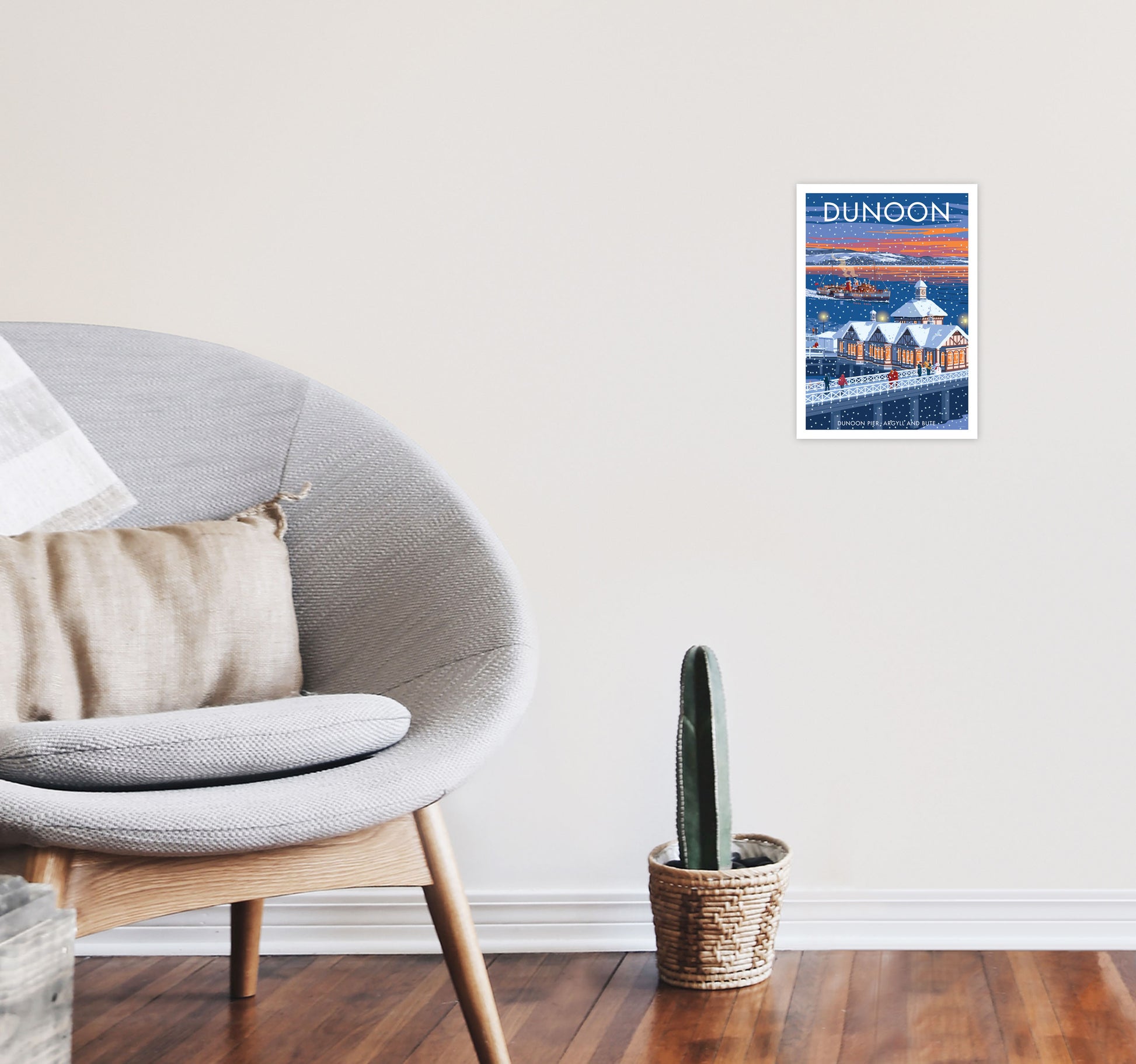 Dunoon Pier Art Print by Stephen Millership A4 Black Frame