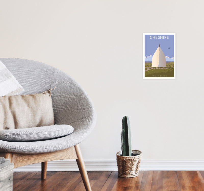 Cheshire White Nancy Travel Art Print by Stephen Millership A4 Black Frame