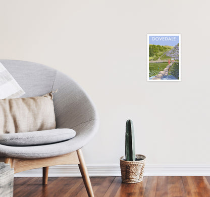 Dovedale Derbyshire Travel Art Print by Stephen Millership A4 Black Frame