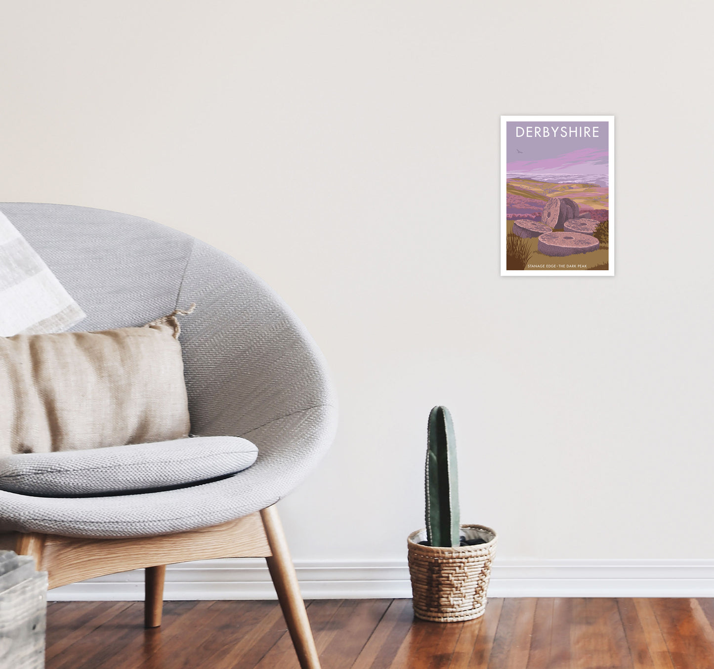 Stanage Edge Derbyshire Travel Art Print by Stephen Millership A4 Black Frame