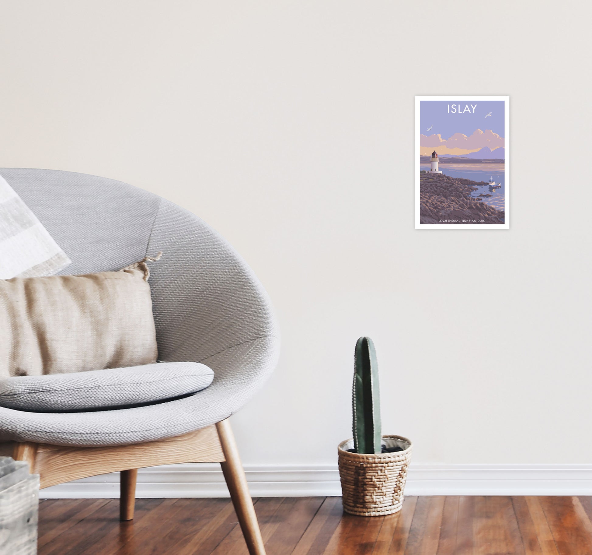 Loch Indaal Islay Travel Art Print by Stephen Millership A4 Black Frame