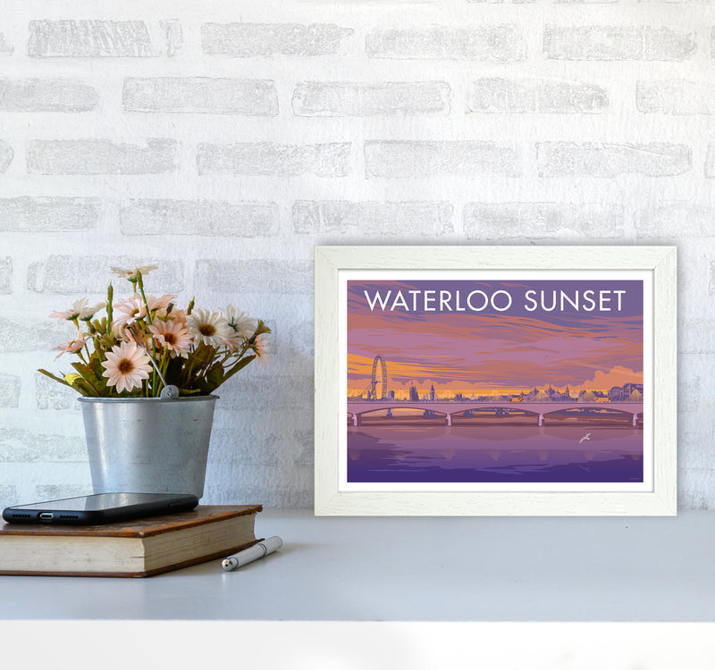 London Waterloo Travel Art Print By Stephen Millership A4 Oak Frame