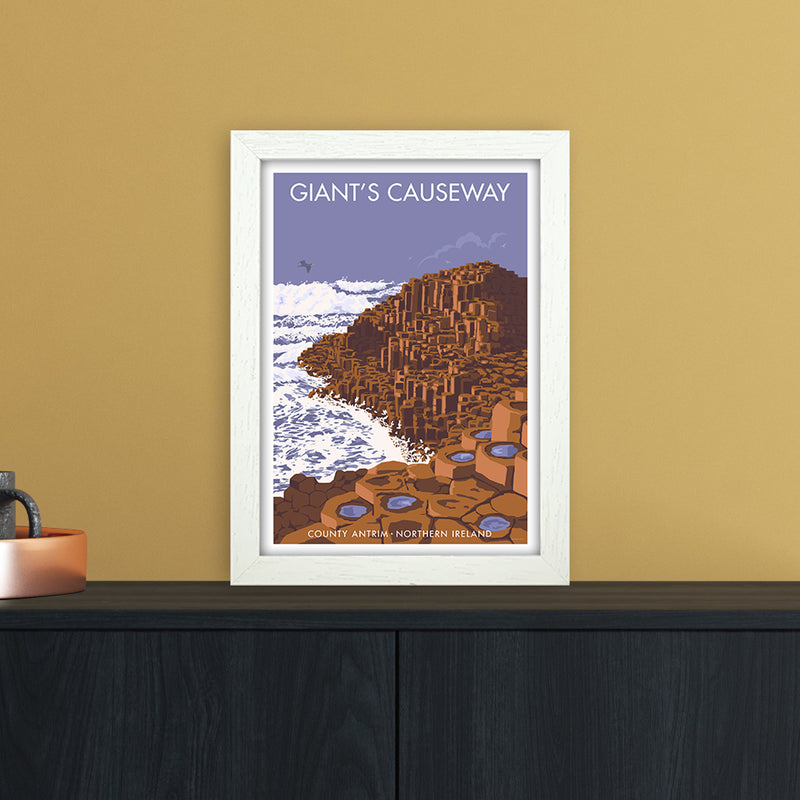 NI Giant'S Causeway Art Print by Stephen Millership A4 Oak Frame