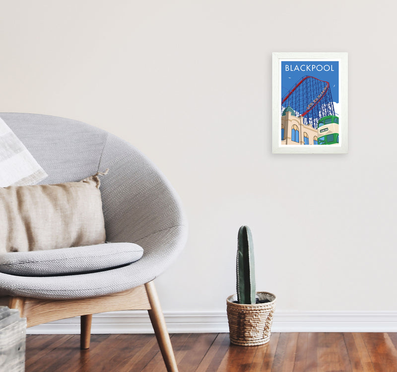 Blackpool by Stephen Millership A4 Oak Frame