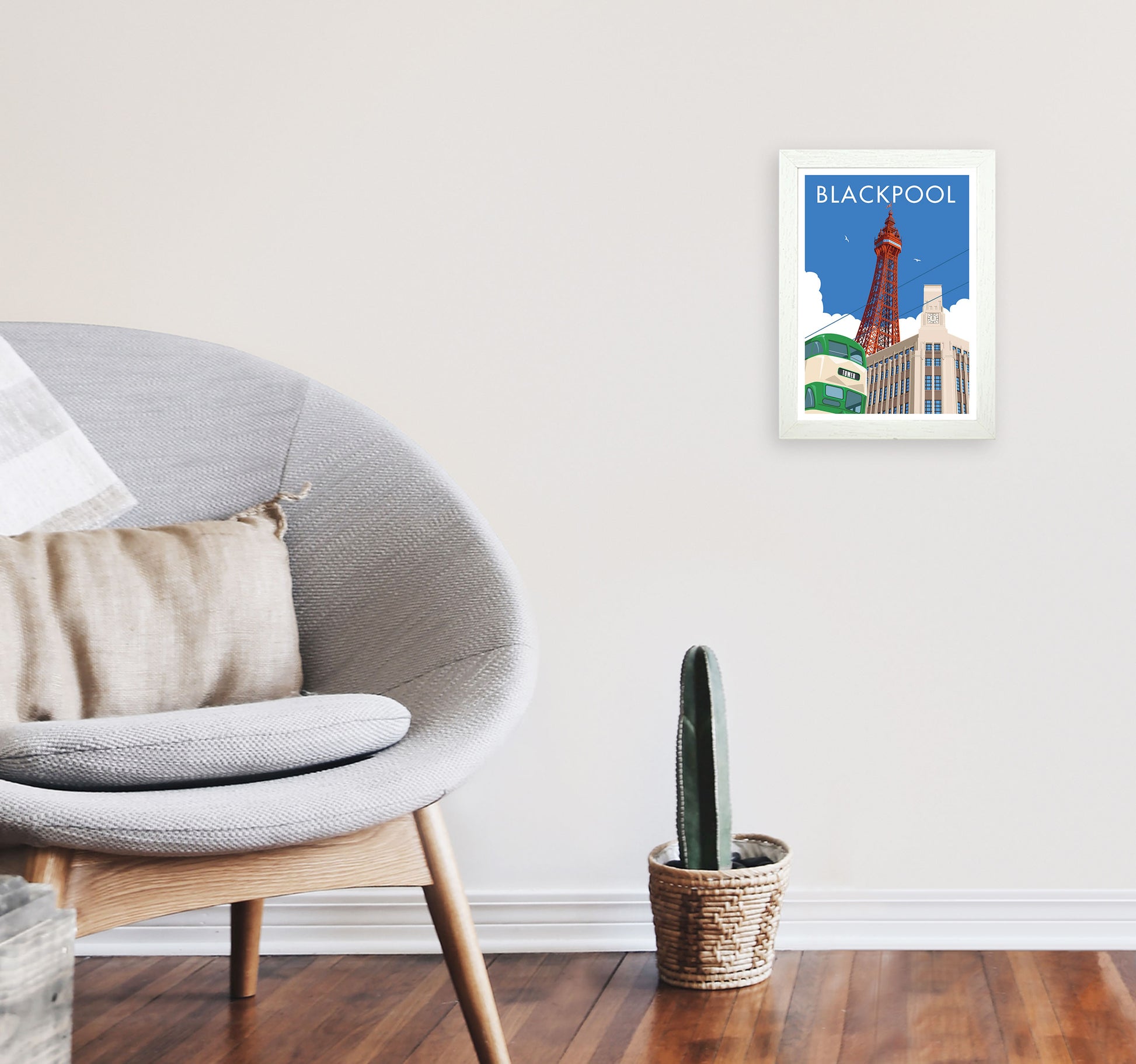 Blackpool by Stephen Millership A4 Oak Frame