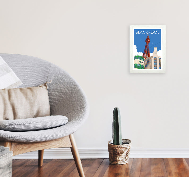 Blackpool by Stephen Millership A4 Oak Frame