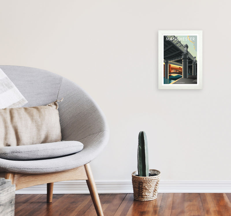 Manchester by Stephen Millership A4 Oak Frame