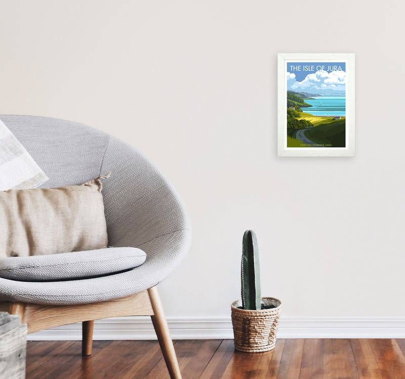 The Isle of Jura Art Print by Stephen Millership A4 Oak Frame