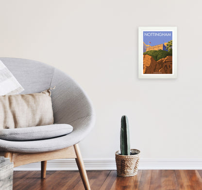 Castle Rock Nottingham Framed Digital Art Print by Stephen Millership A4 Oak Frame