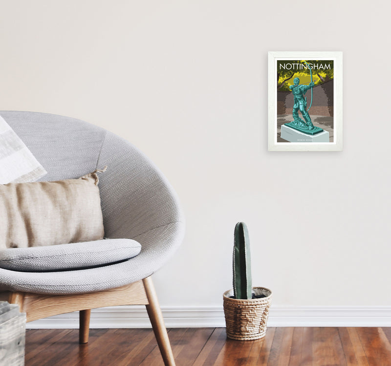 Nottingham Art Print by Stephen Millership A4 Oak Frame