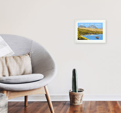 The Isle Of Jura Craighouse Art Print by Stephen Millership A4 Oak Frame