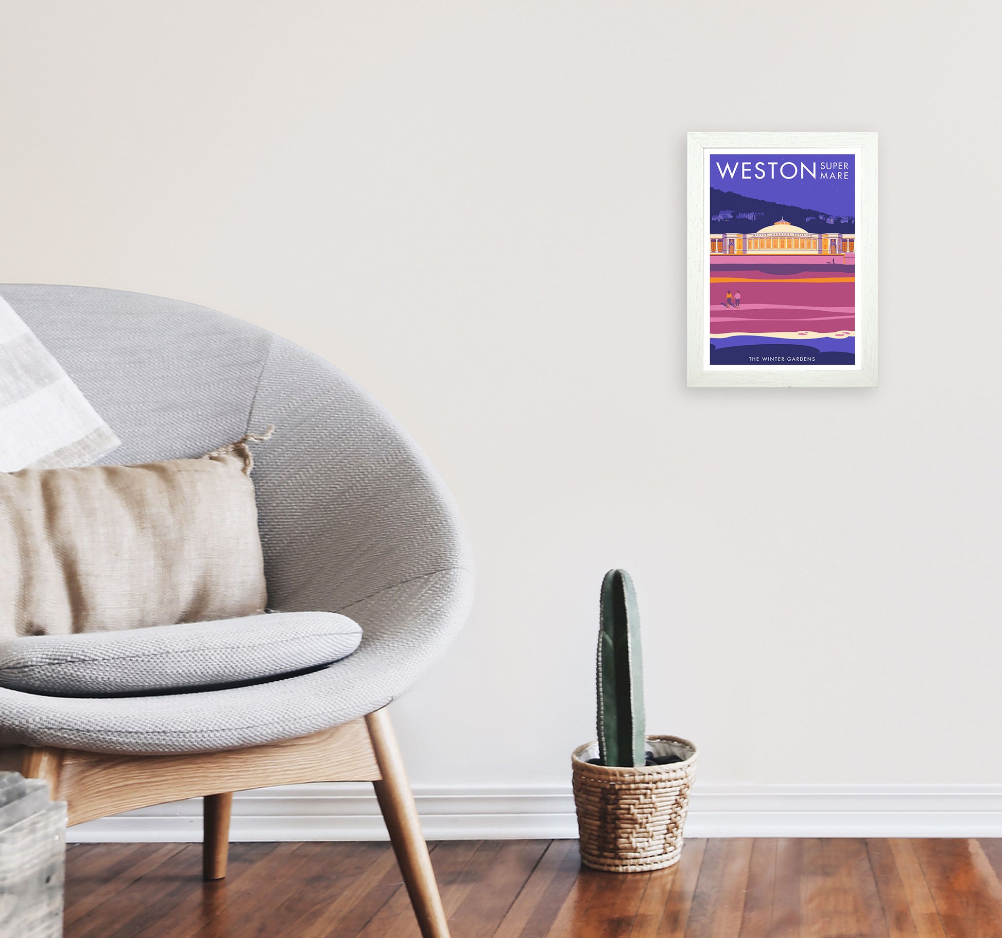 Weston-super-mare Art Print by Stephen Millership A4 Oak Frame