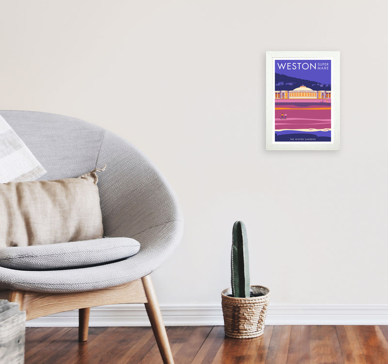 Weston-super-mare Art Print by Stephen Millership A4 Oak Frame