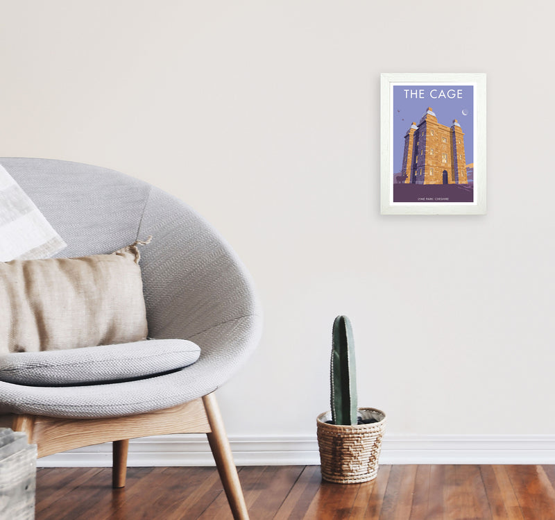 The Cage Art Print by Stephen Millership A4 Oak Frame