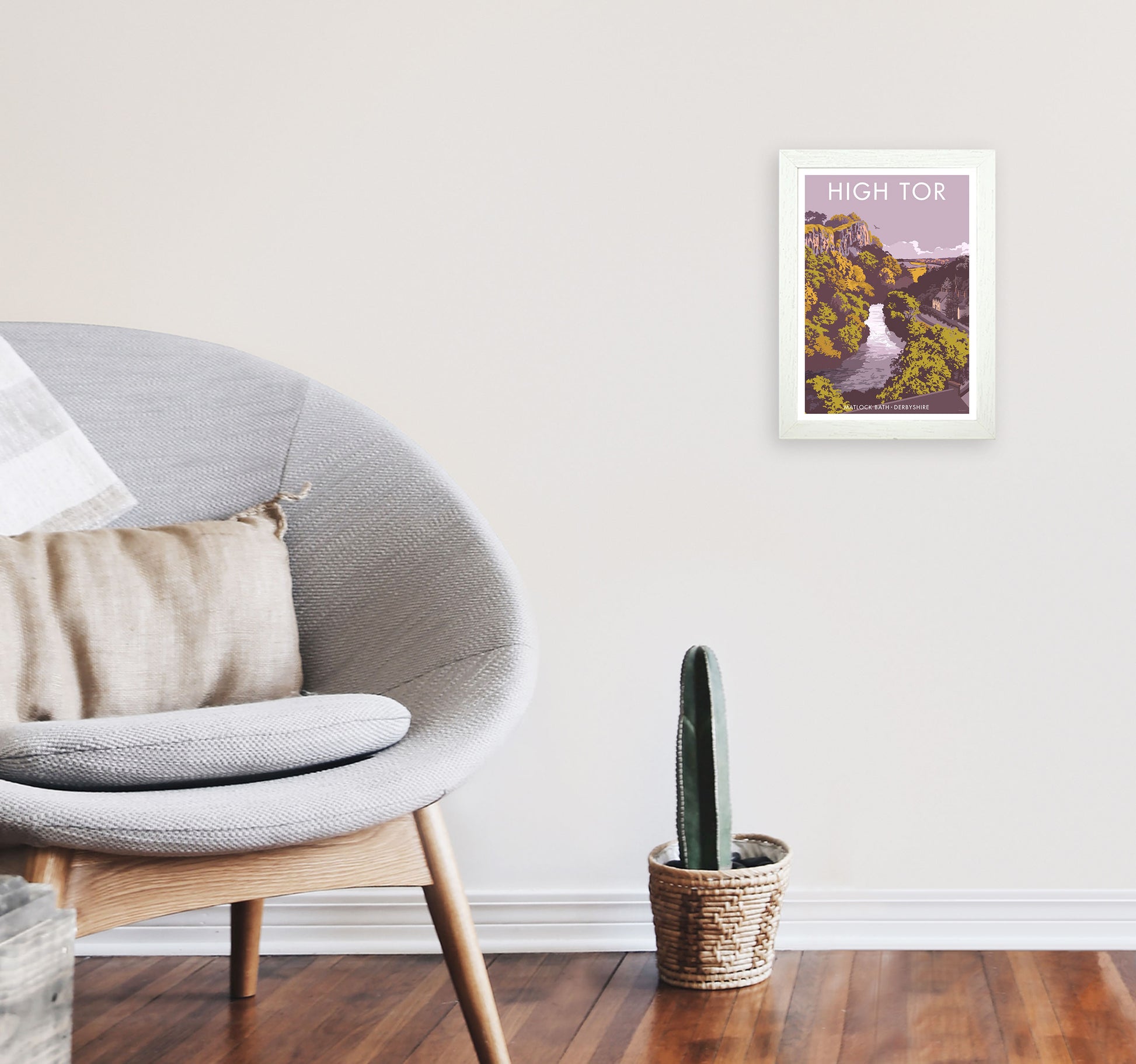 High Tor Art Print by Stephen Millership A4 Oak Frame
