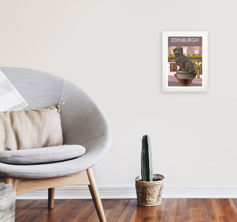 Edinburgh Art Print by Stephen Millership A4 Oak Frame