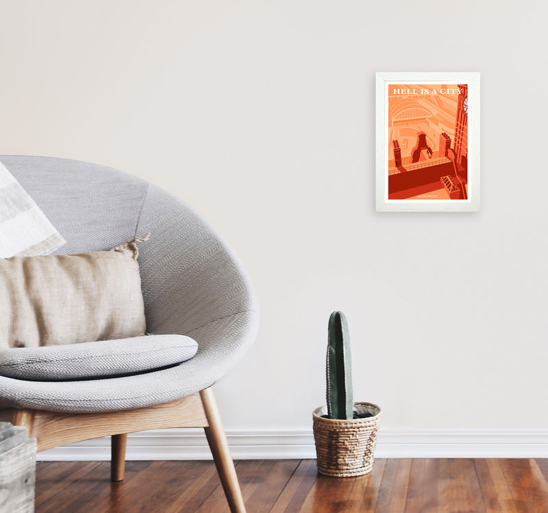 Manchester Art Print by Stephen Millership A4 Oak Frame