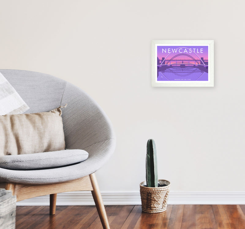Bridges On The Tyne Newcastle Art Print by Stephen Millership A4 Oak Frame