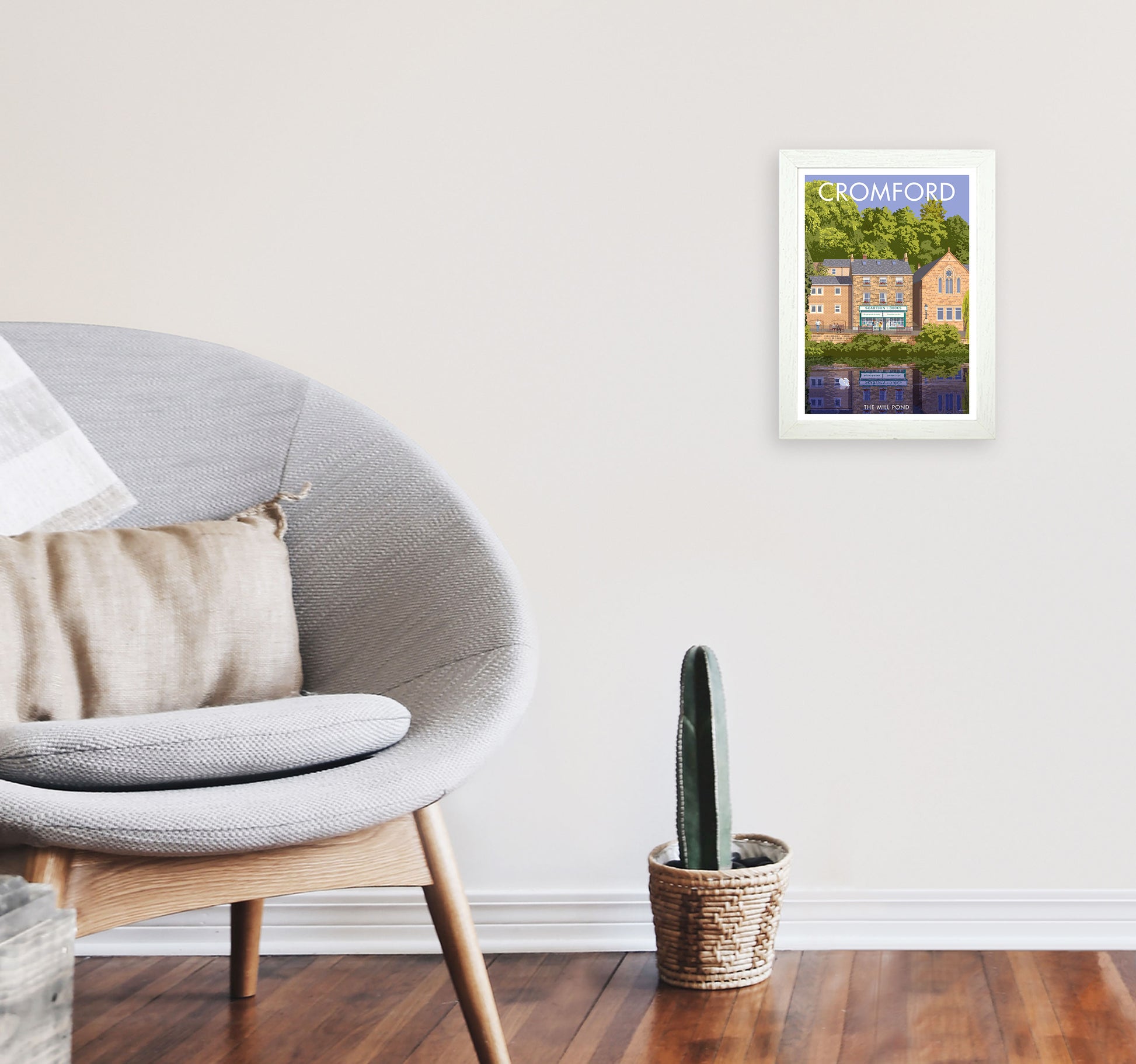 Cromford Derbyshire Travel Art Print by Stephen Millership A4 Oak Frame