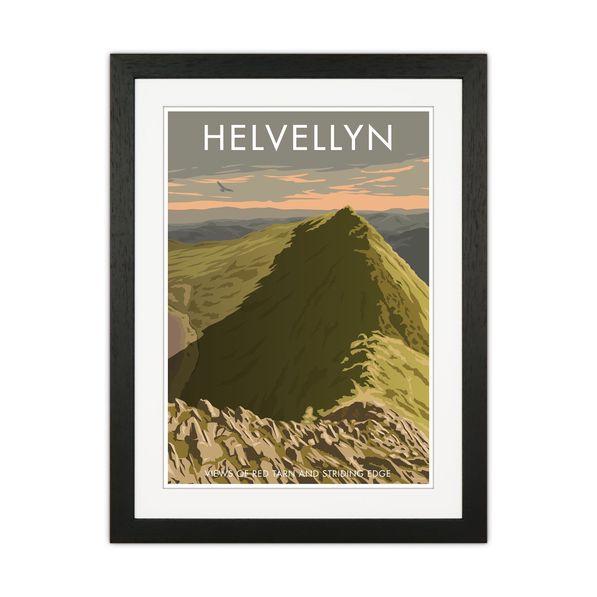 The Lakes Helvellyn Travel Art Print By Stephen Millership Black Grain