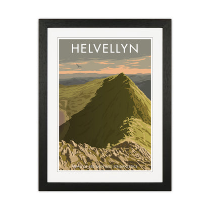 The Lakes Helvellyn Travel Art Print By Stephen Millership Black Grain