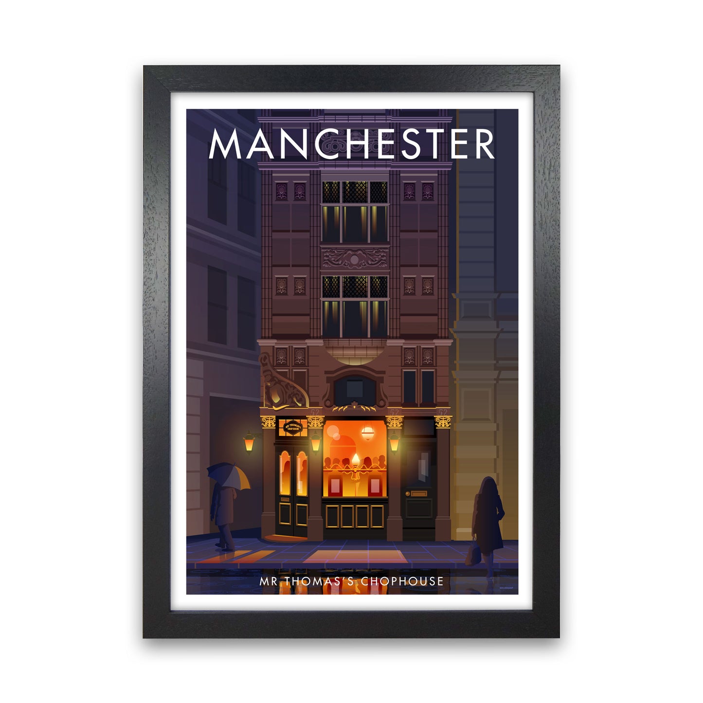 Mr Thomas&#39;s Chophouse Manchester Art Print by Stephen Millership Black Grain