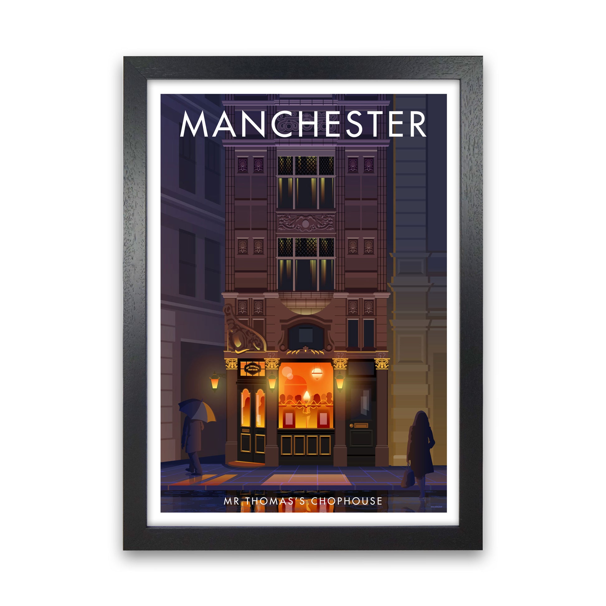 Mr Thomas&#39;s Chophouse Manchester Art Print by Stephen Millership Black Grain