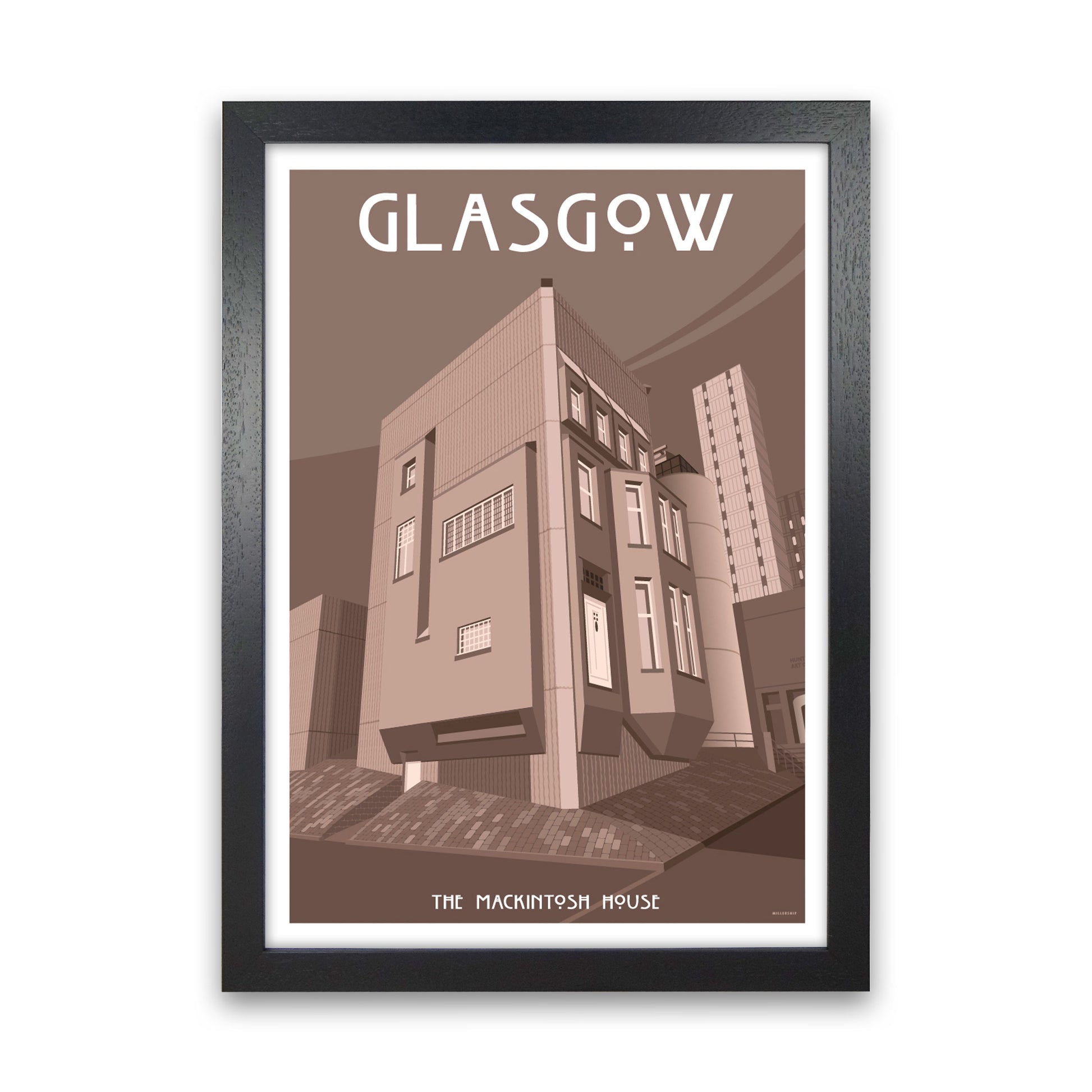 Glasgow Art Print by Stephen Millership Black Grain