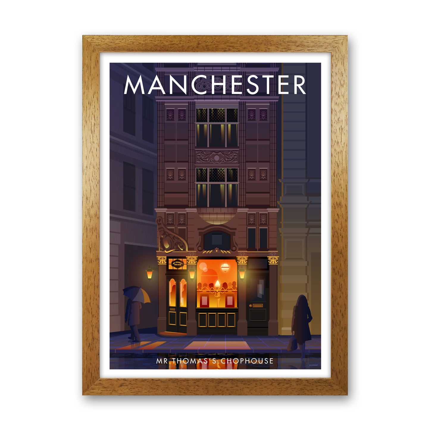 Mr Thomas&#39;s Chophouse Manchester Art Print by Stephen Millership Oak Grain