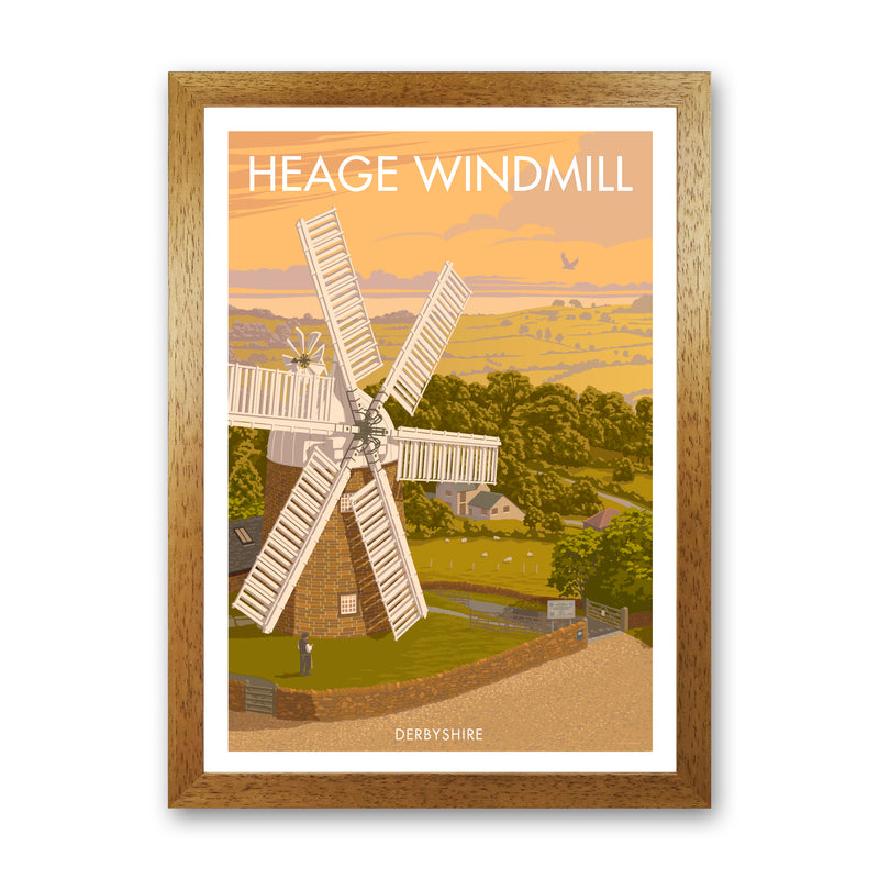 DERBYSHIRE HEAGE WINDMILL A3 by Stephen Millership Oak Grain