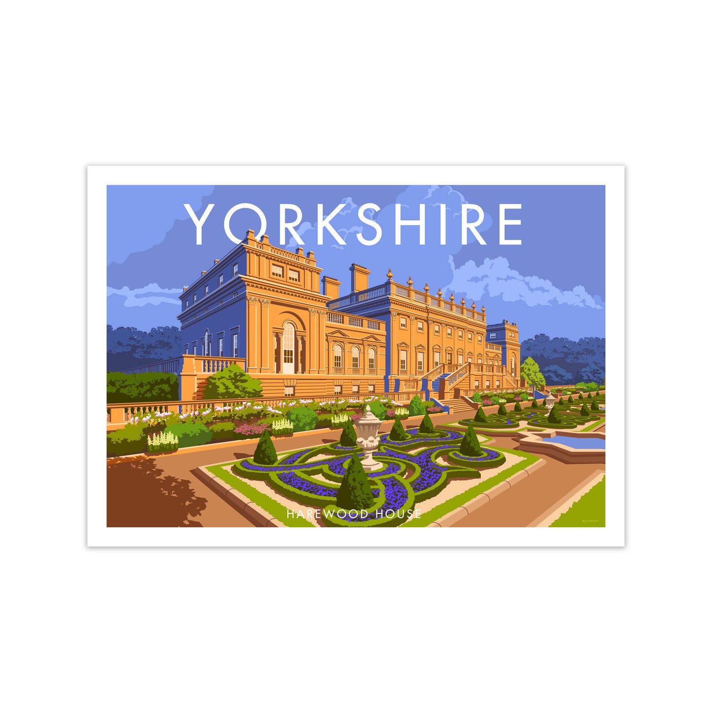 Yorkshire Landscape Art Print Vintage Travel Poster by Stephen Millership Print Only