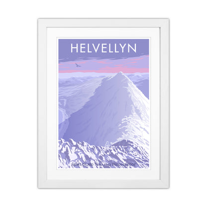 The Lakes Helvellyn Winter Travel Art Print By Stephen Millership White Grain