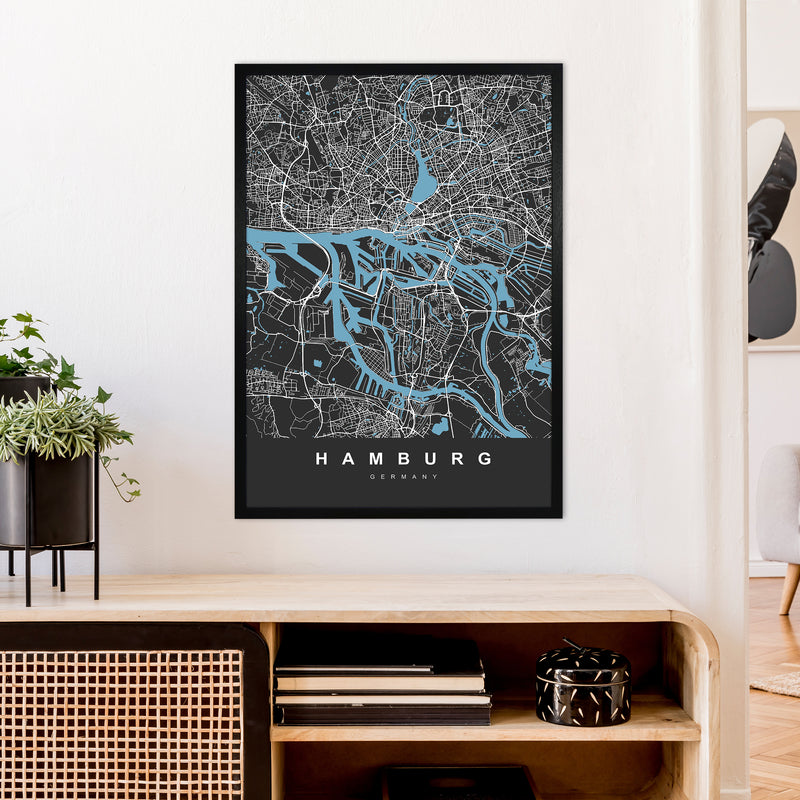 Hamburg Art Print by UrbanMaps A1 White Frame