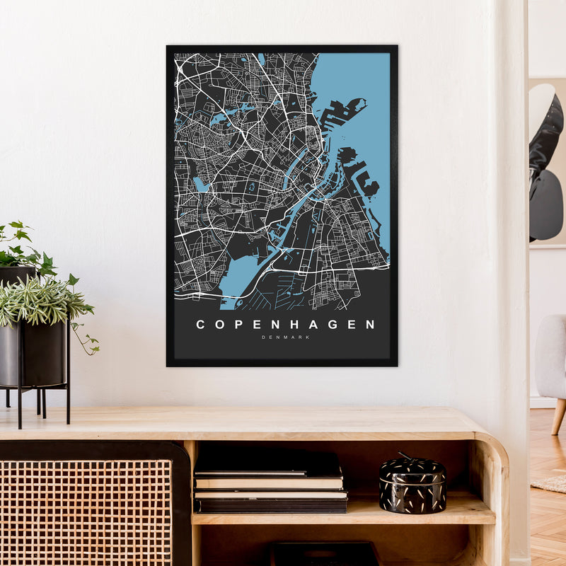 Copenhagen II Art Print by UrbanMaps A1 White Frame