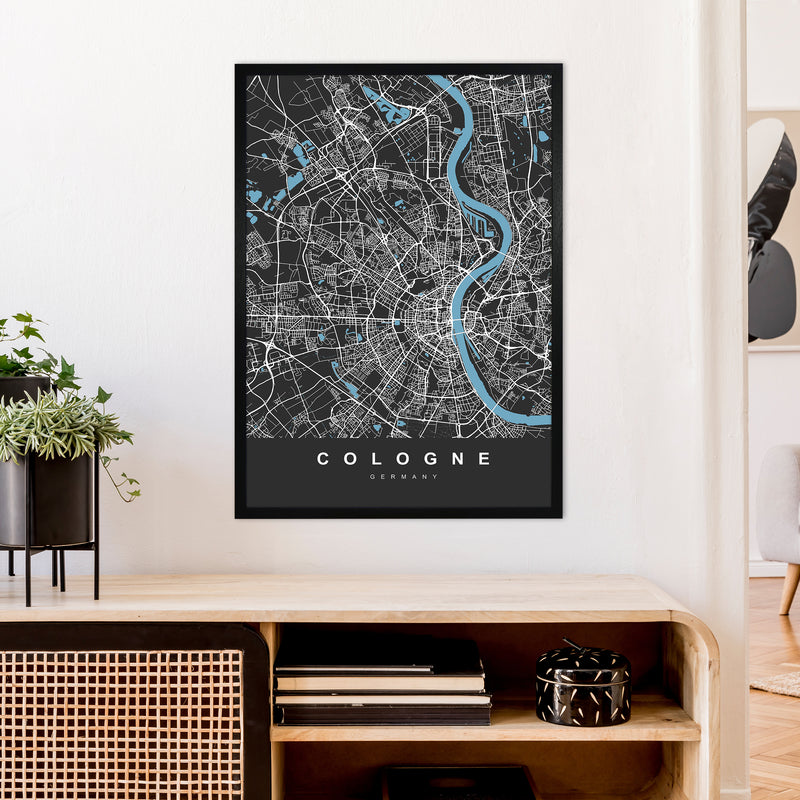 Cologne Art Print by UrbanMaps A1 White Frame