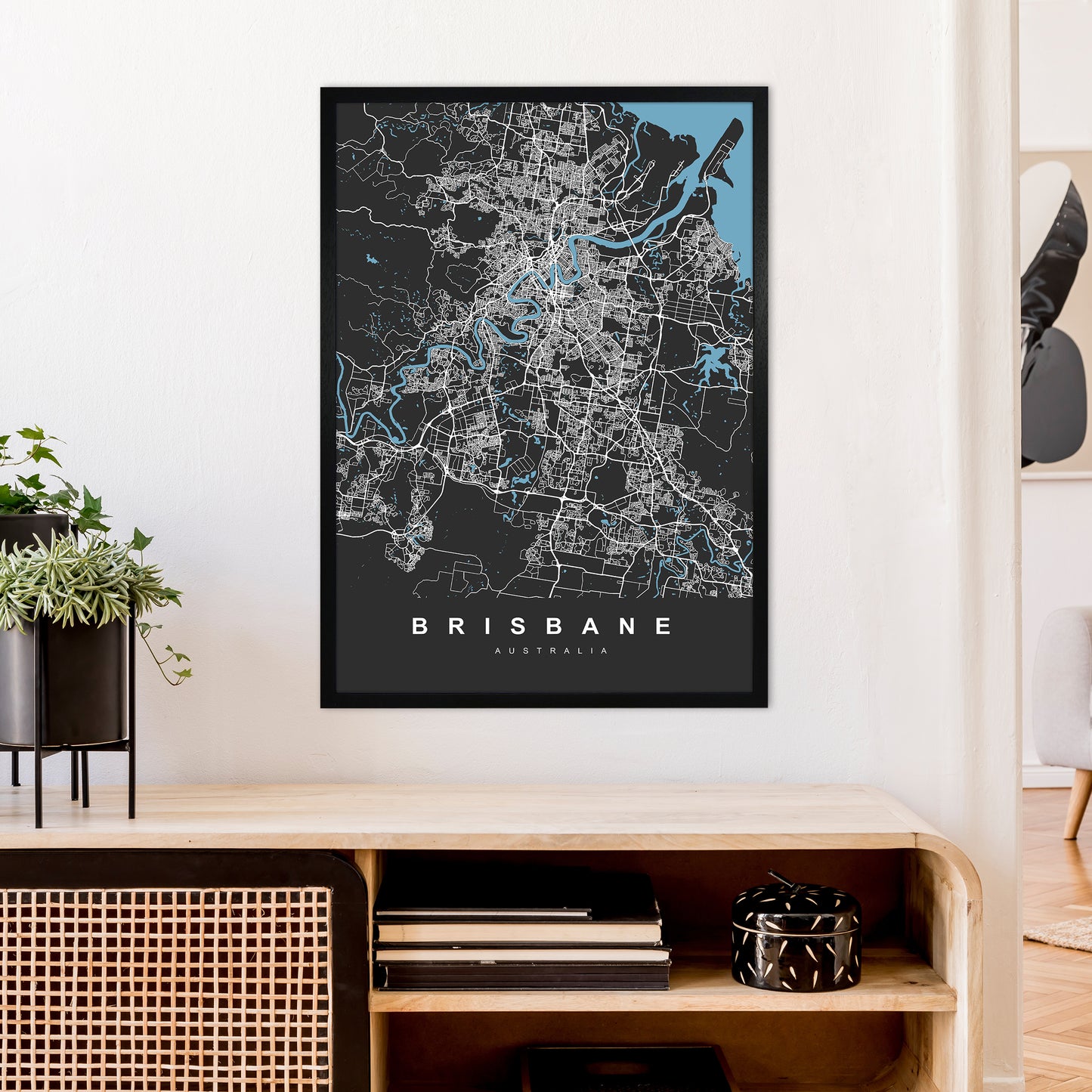 Brisbane II Art Print by UrbanMaps A1 White Frame