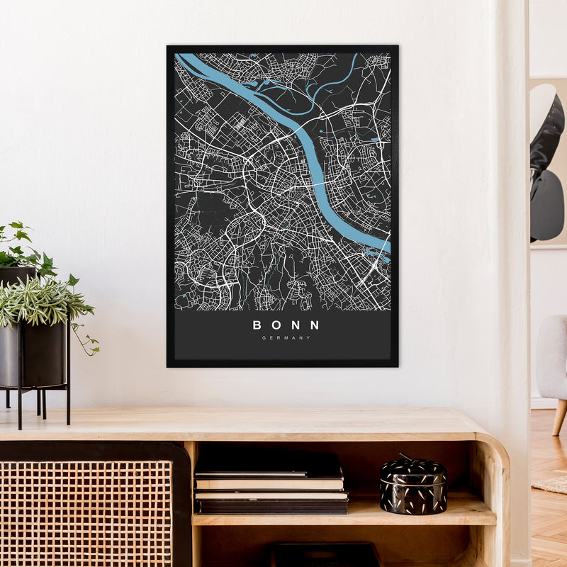 Bonn Art Print by UrbanMaps A1 White Frame