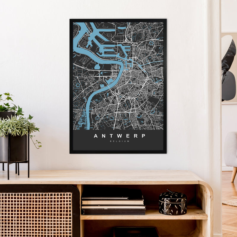 Antwerp Art Print by UrbanMaps A1 White Frame