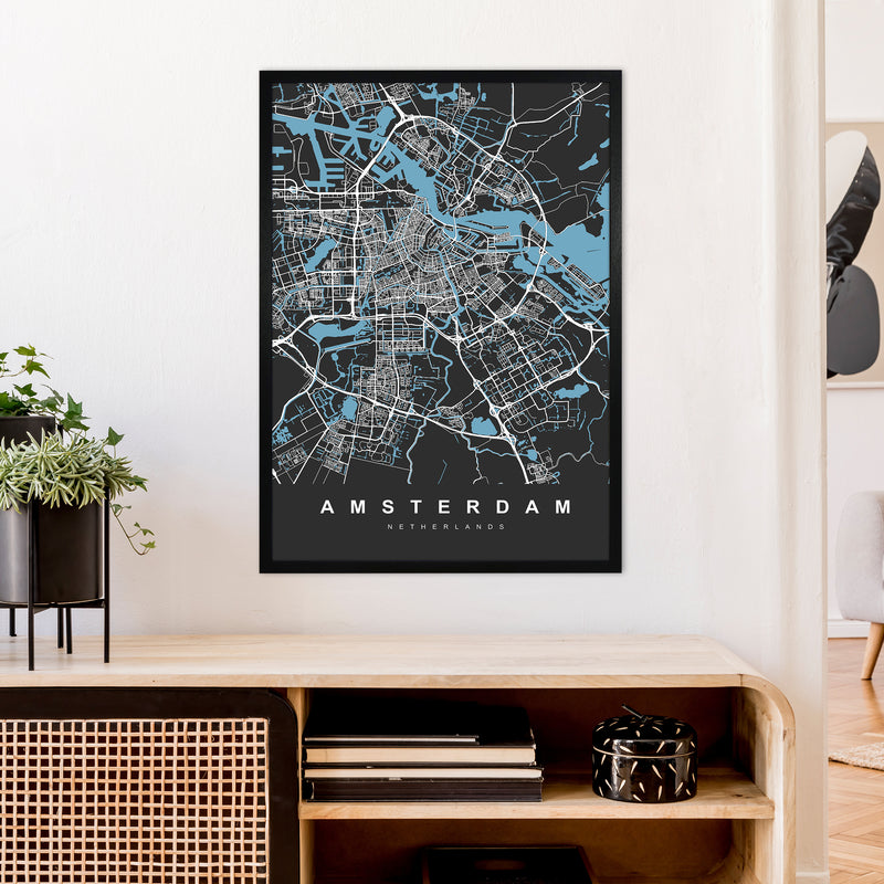 Amsterdam II Art Print by UrbanMaps A1 White Frame