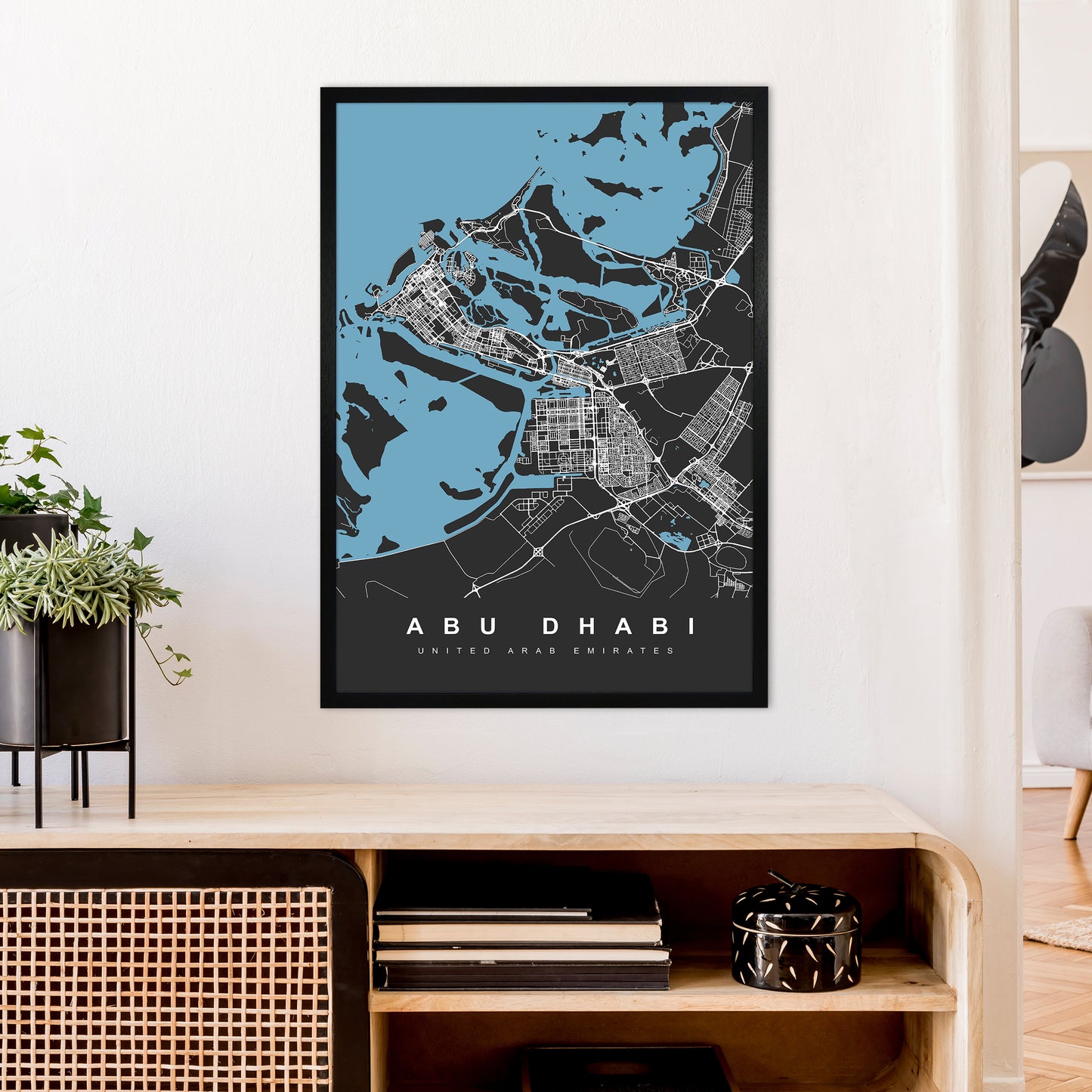 Abu Dhabi Art Print by UrbanMaps A1 White Frame