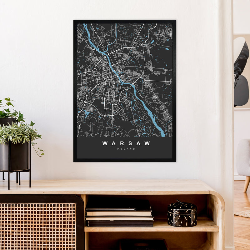 Warsaw Art Print by UrbanMaps A1 White Frame