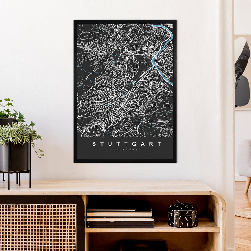 Stuttgart Art Print by UrbanMaps A1 White Frame