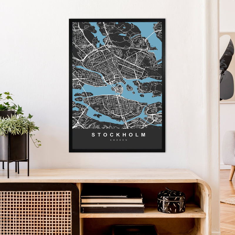 Stockholm Art Print by UrbanMaps A1 White Frame