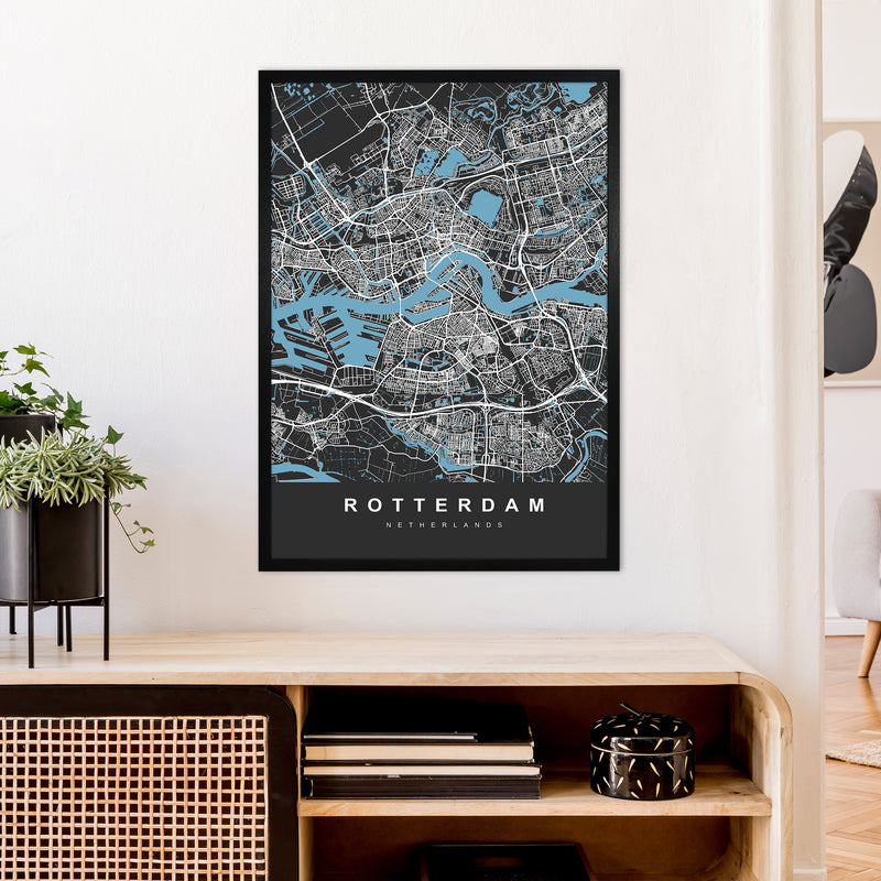 Rotterdam Art Print by UrbanMaps A1 White Frame